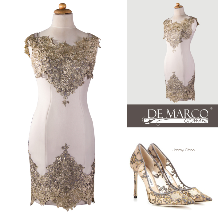 Ekskluzywne złote sukienki szyte na miarę u projektantki W. Frączek zamów w sklepie internetowym De Marco. 