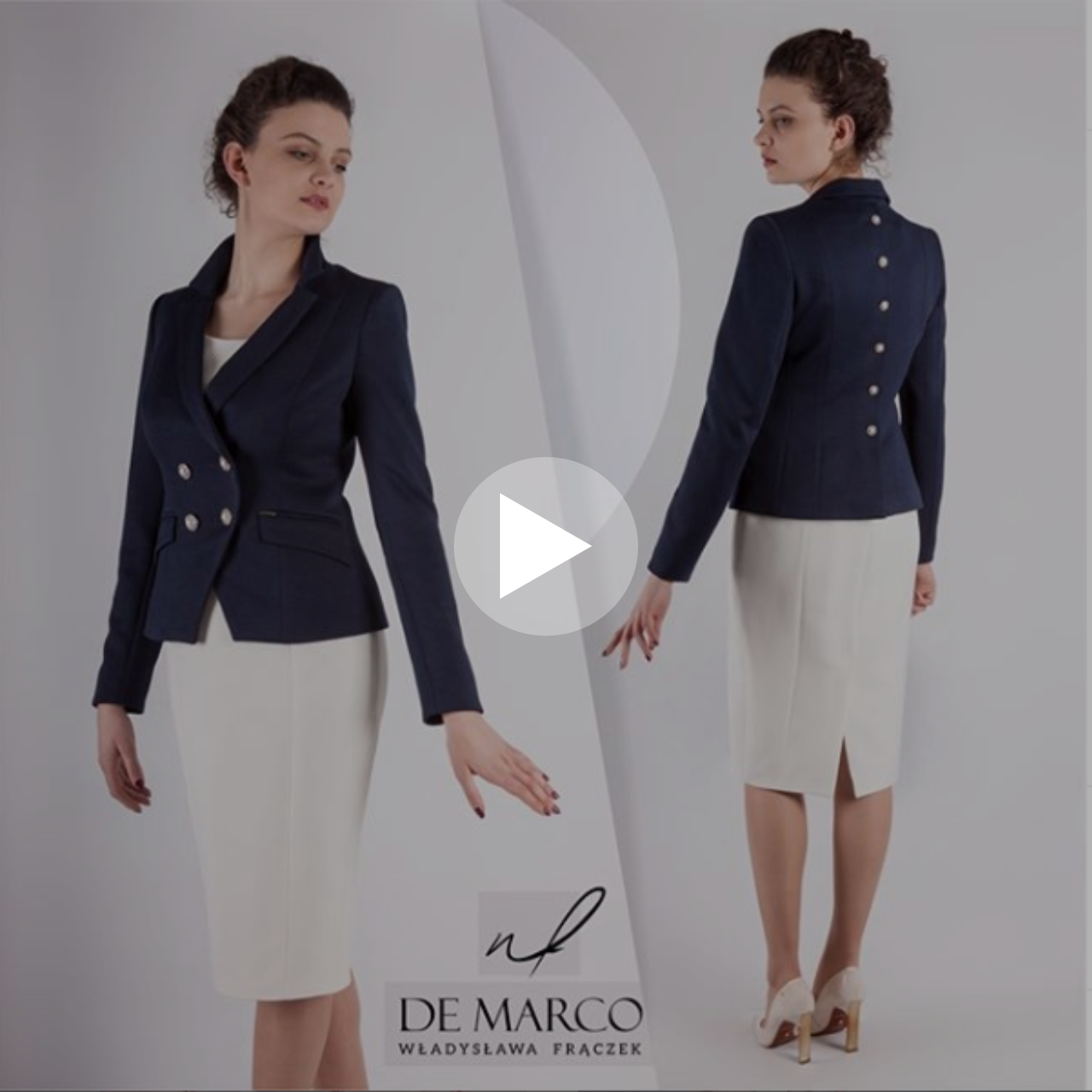 Wideo prezentacja ekskluzywnych żakietów i sukienki szytych na miarę w De Marco. 