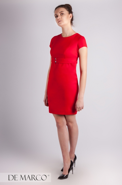 Czerwona sukienka ołówkowa Ella. Elegancka sukienka z De Marco.