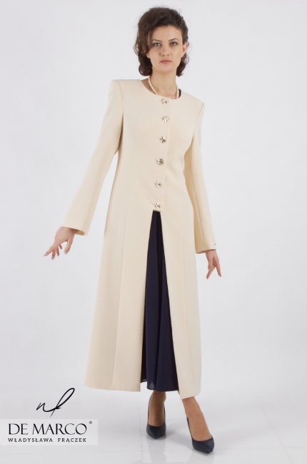 Beżowy płaszczyk na sukienkę Atlanta, Eleganckie damskie płaszcze - sklep internetowy