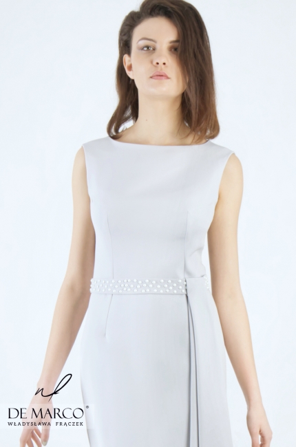 Popielata sukienka ołówkowa na ważne spotkania rodzinne Basileja, De Marco - sklep online