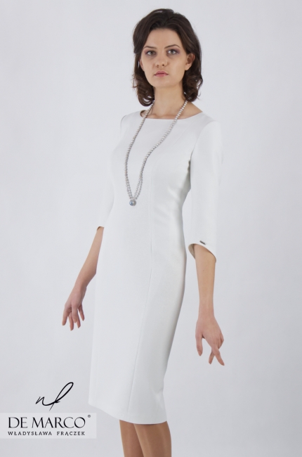 Śmietankowa sukienka o wyszczuplającym kroju Leandra, De Marco - sklep online - wysyłka 48 h
