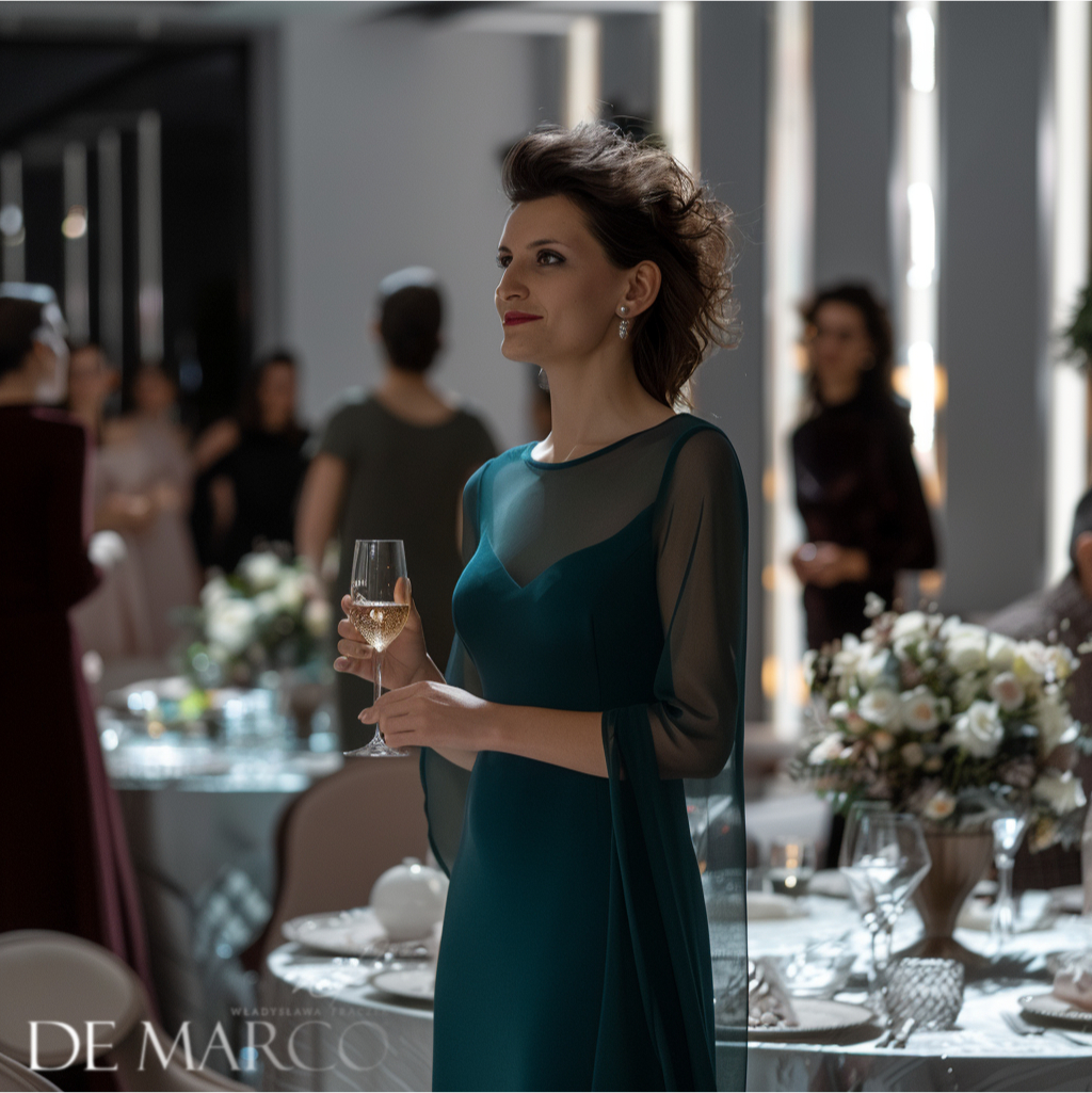 Eleganckie sukienki na wesele dla 50 latki, 60 latki, 70 latki szyte na miarę u krawcowej. Niepowtarzalne kreacje dla mamy wesela od De Marco 