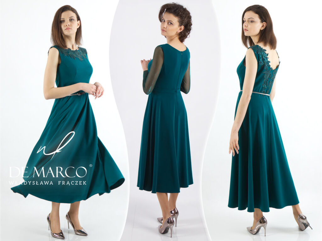 Ekskluzywne sukienki na święta i wesele jesienią i zimą. Eleganckie zielone kreacje dla mamy i teściowej wesela na ślub syna lub córki