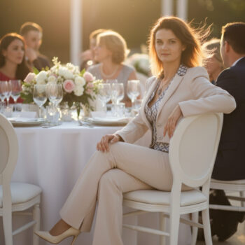 Wieczorowy garnitur damski komu pasuje i na jakie okazje można go nosić.