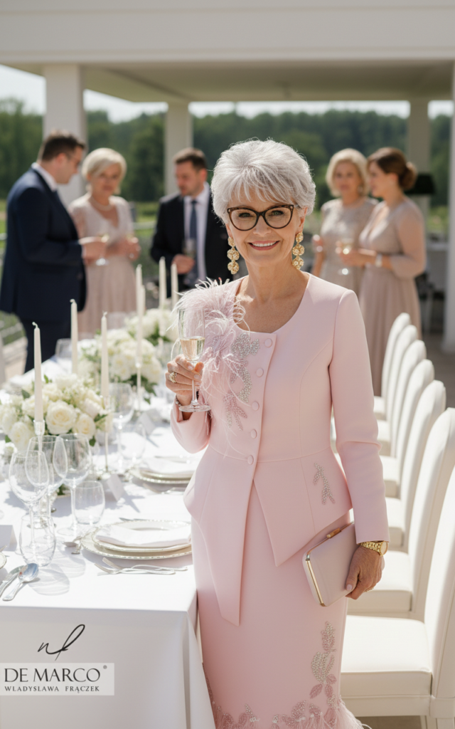 Eleganckie garsonki dla mamy wesela De Marco szycie na miarę w Atelier polskiej projektantki ekskluzywnej odzieży damskiej Władysławy Frączek