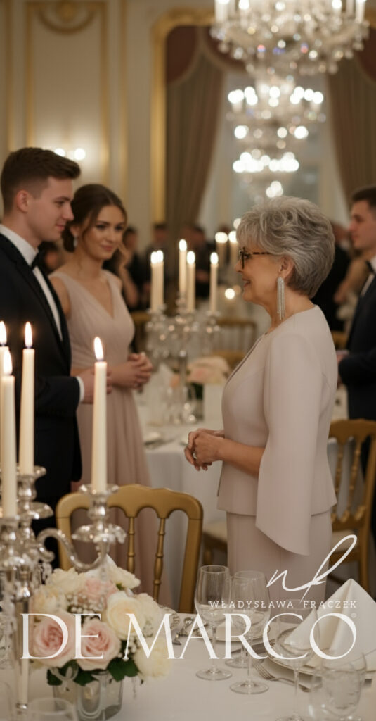 Ekskluzywne sukienki dla mamy panny młodej lub pana młodego szyte na miarę w De Marco najlepsza polska marka odzieżowa 