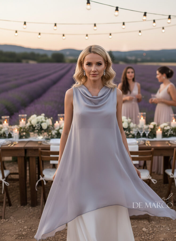 Polskie sukienki na wesele z jedwabiu naturalnego De Marco Kraków, Warszawa, Poznań, Gliwice, Katowice, Szczecin, Opole, Lublin, Wrocław