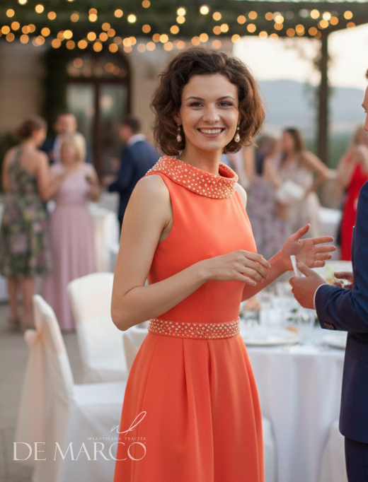 Luksusowa koktajlowa sukienka De Marco najlepszy krawiec w Polsce pod Krakowem