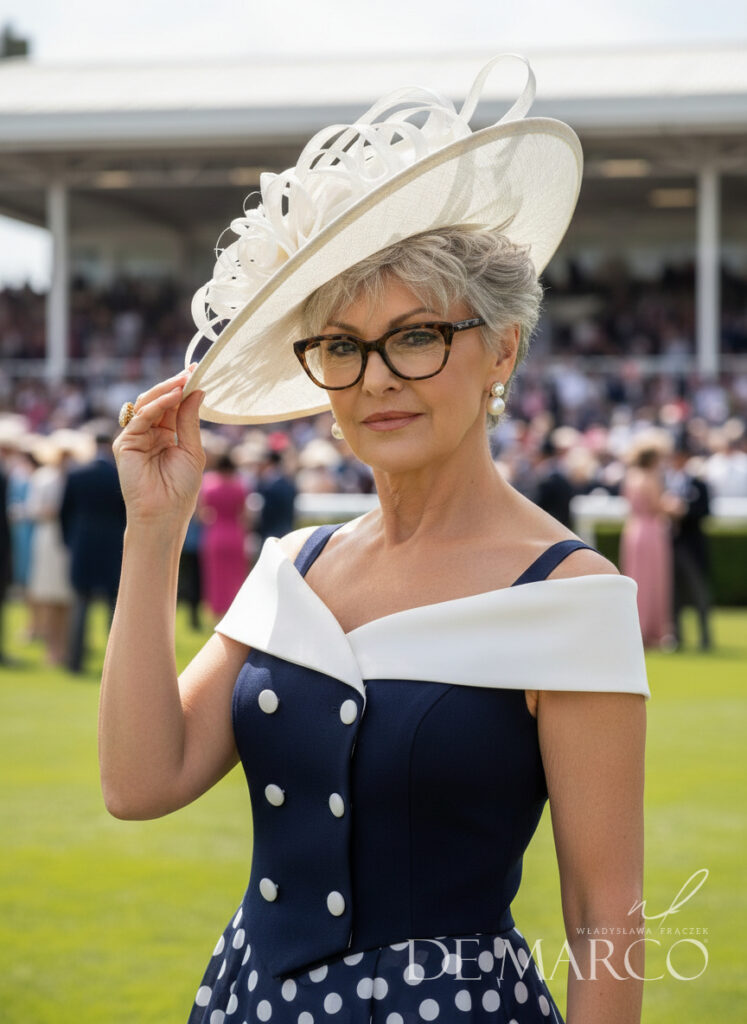 Eleganckie koktajlowe stylizacje na wyścigi konne i wesele oraz komunie, De Marco polski producent ekskluzywnej odzieży damskiej 