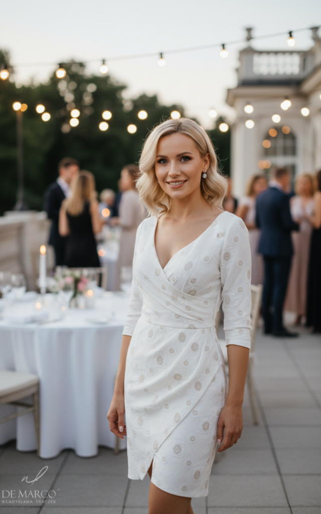 Elegancka koktajlowa sukienka De Marco na komunię, chrzciny i wesele