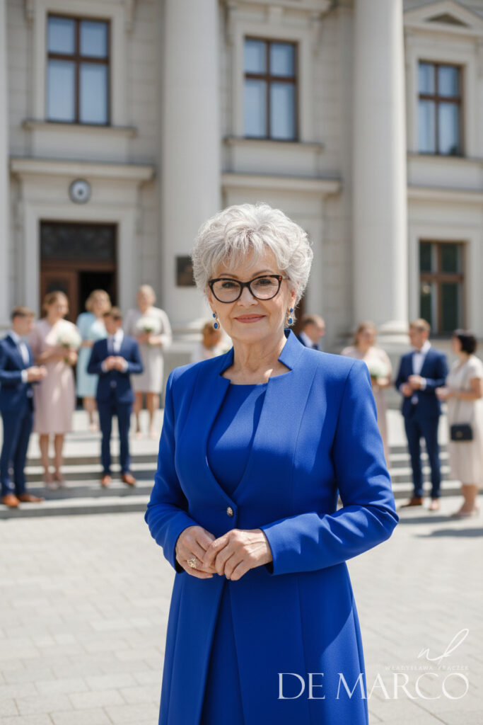 Unikatowy płaszcz wiosenny z sukienką doskonały wizytowy styl De Marco Krawiectwo miarowe 