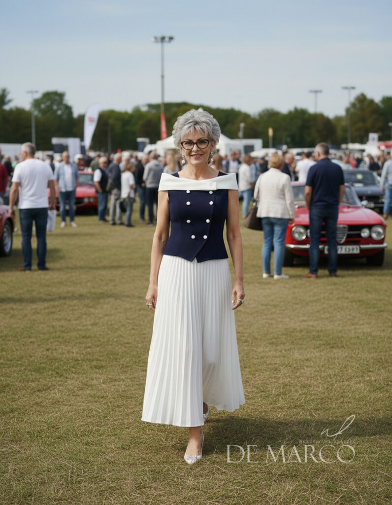 Elegancko o koktajlowo - zlot miłośników starych samochodów De Marco eleganckie komplety damskie