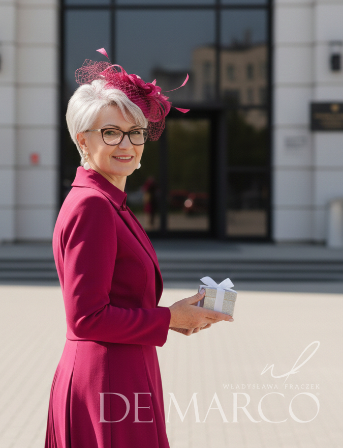 Elegancki komplet sukienka z płaszczykiem w wizytowym stylu De Marco szycie na miarę - najlepsza pracownia krawiecka