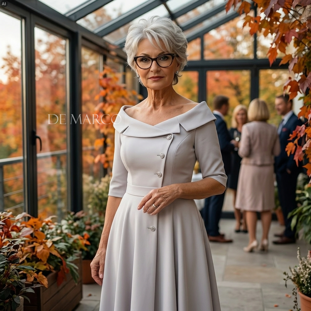 Jesienna elegancka sukienka dla 60 latki De Marco kiedy jak nie teraz? Eleganckie polskie ubrania damskie  