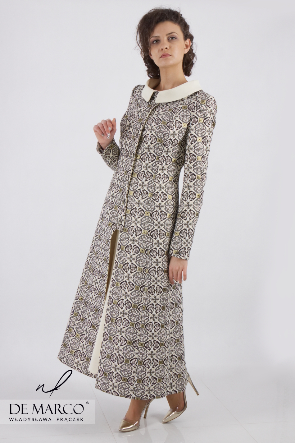 An exclusive coat for prestigious celebrations Urania Jacquard coat for women spring 2020 2021