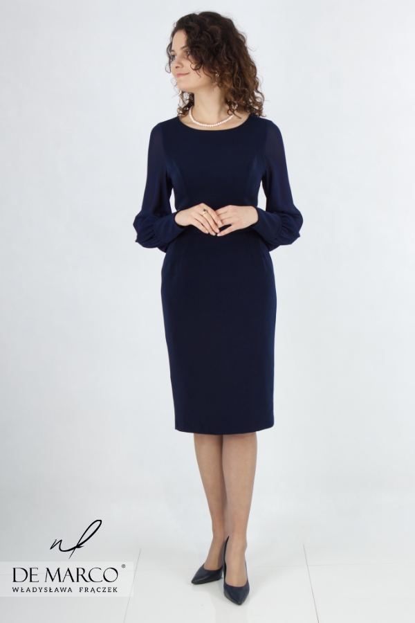Elegant classic formal dress in a pencil cut. The most fashionable