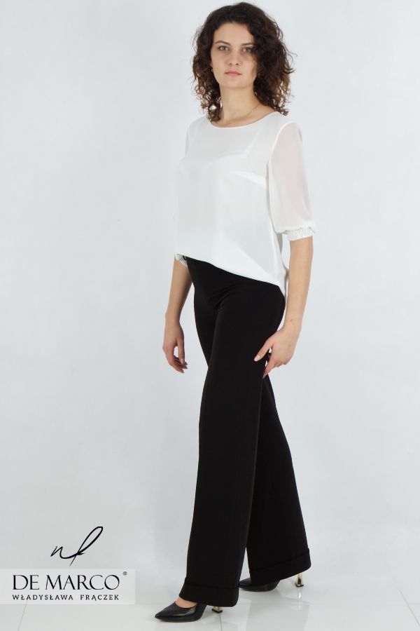 Elegant white chiffon formal blouse. Fashionable loose fitting