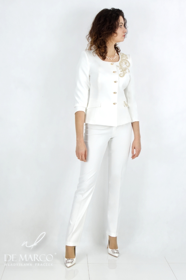 Womens white wedding pant suit clearance