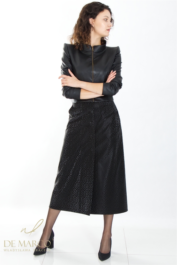 Black leather midi skirt online shop