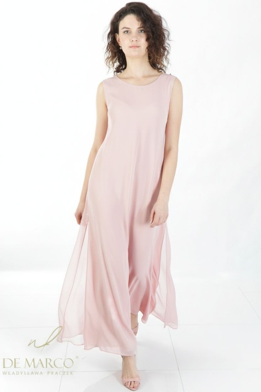 beige long dress for women ASTR the Label | Amiya Chiffon Maxi Dress in Blue Polka Dot main image 0