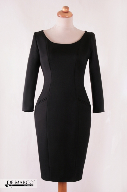 Czarna sukienka ołówkowa na zimę Eve