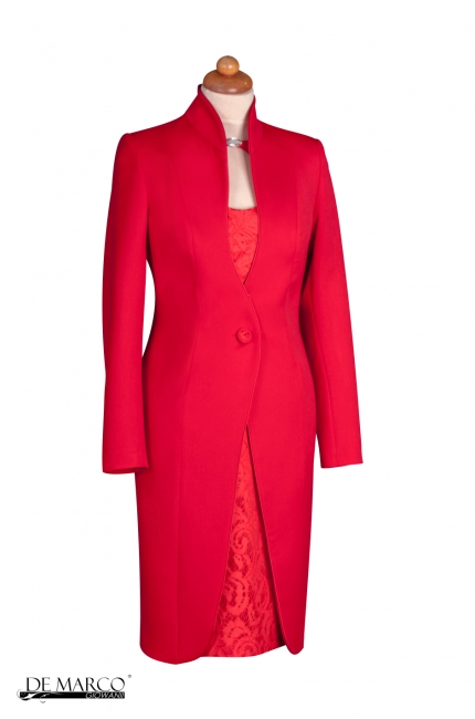 Elegancki czerwony płaszcz Carski W3