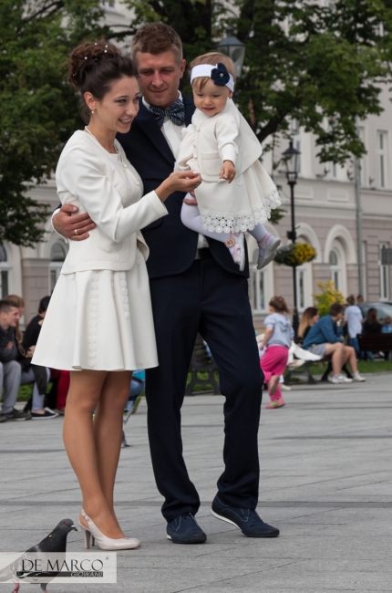Śmietankowy komplet gipiurowy żakiet Dominika bez kołnierza i rozkloszowana Sukienka Daisy II