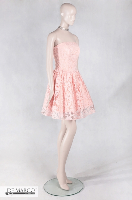 Wyjątkowa sukienka weselna z różowej koronki Adriana