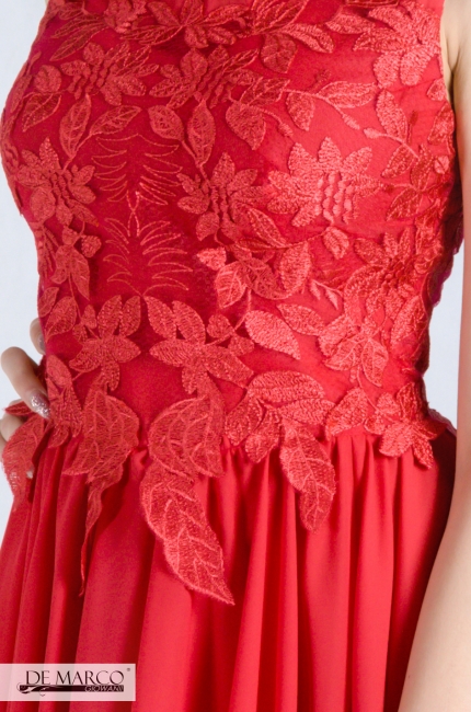 Balowa sukienka czerwona z gipiurą Ann