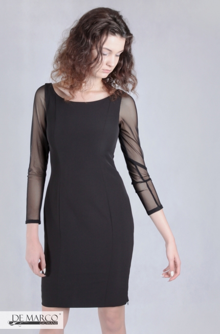Ekskluzywna czarna sukienka z siateczką Paloma