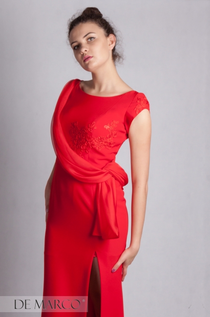 Zmysłowa sukienka w kolorze czerwonym Brenda, Sukienki na wesele od projektanta, Zapraszamy do Atelier W. Frączek