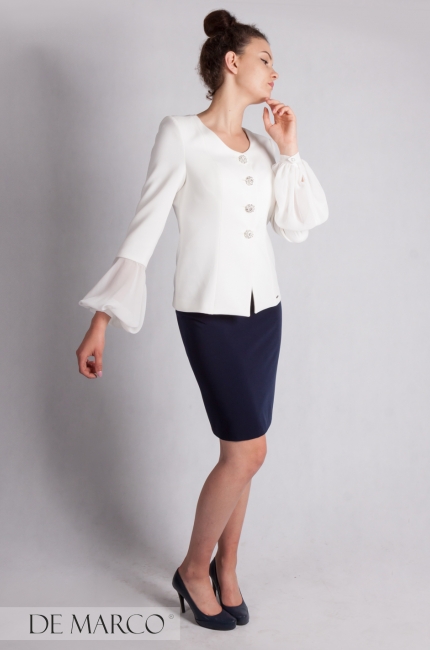 Najmodniejszy zestaw - spódnica z żakietem na bankiet Carmen. Garsonka z Frydrychowic