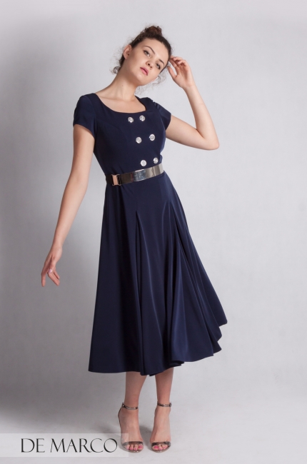 Navy blue flared dress Miley, Elegant dresses for the wedding