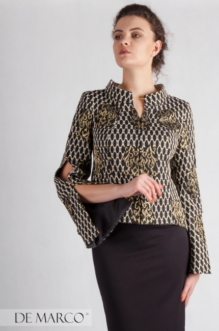 A prestigious costume for meetings at the top Gizela