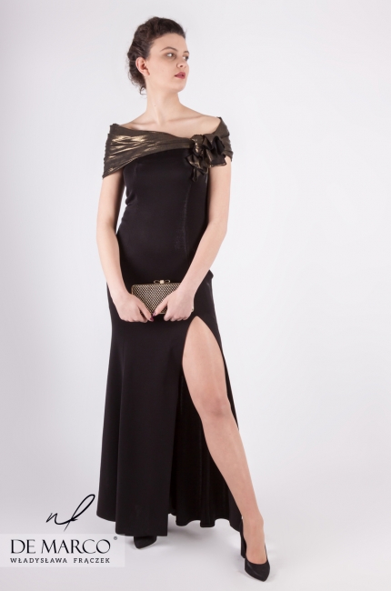 Wytworna kreacja wizytowa Fryderyka szyta na miarę w De Marco, Wizytowe sukienki o długości maksi 2020