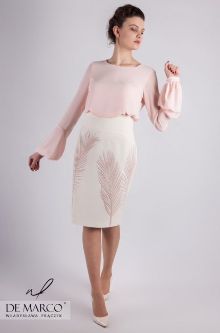 Pink jacquard set for evening meetings Inga - Fryda - Dolores