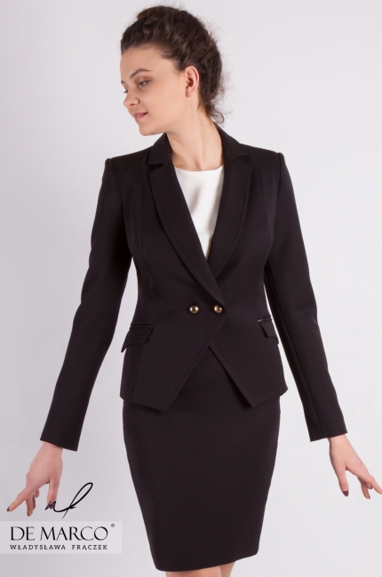 Classic work outfit, profiled jacket with lining and black skirt Zorana