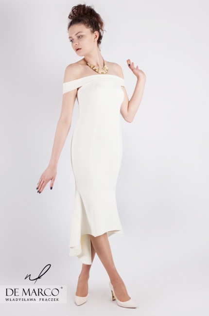 Asymetryczna sukienka dla Pani Młodej Zora, Suknia ślubna od projektantki mody