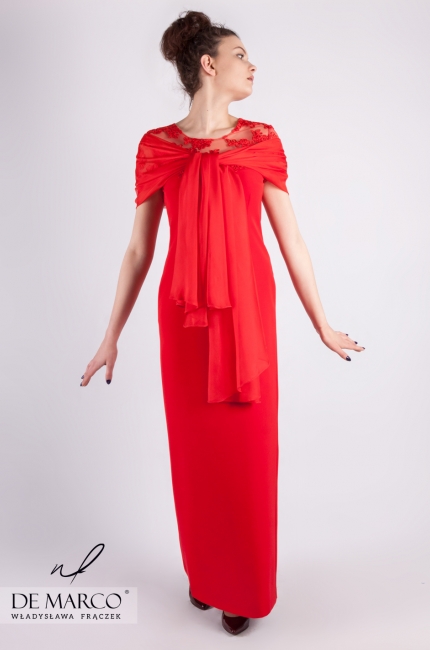 Ekskluzywna sukienka wieczorowa Una dla mamy weselnej, Szycie na miarę u projektantki mody, Atelier W. Frączek