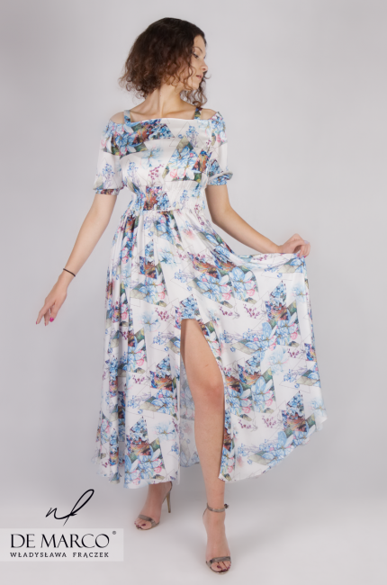 Kwiatowa sukienka maxi na lato Mila, Zwiewne sukienki na wesele, Sklep online