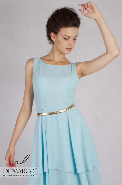 Zjawiskowa sukienka na lato w niebieskim kolorze Mirna, Wakacyjne sukienki na wesele