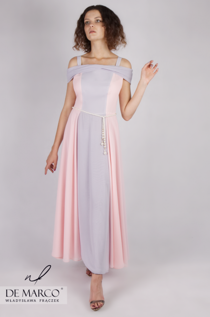Ekskluzywna sukienka bez rękawów na prestiżowe imprezy firmowe Violetta, Eleganckie sukienki o długości maksi