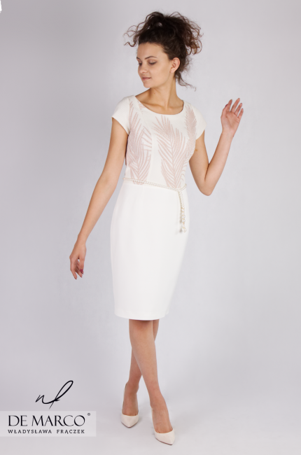 Illuminating cocktail dress with short sleeves Sun