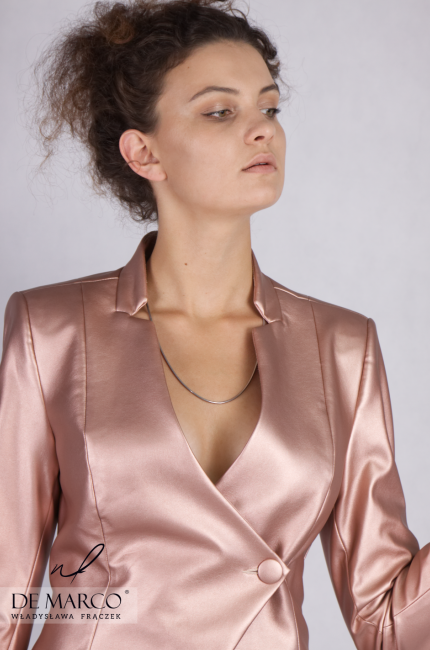 Stylowy żakiet na podszewce Miroma, Różowy żakiet od projektantki mody, Sklep online