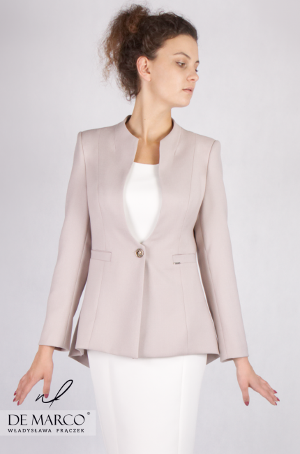 Luksusowy zestaw wizytowy na ważne uroczystości Helen - Laura II. Eleganckie kostiumy damskie i garsonki De Marco. Sklep internetowy. Szycie na miarę on-line.