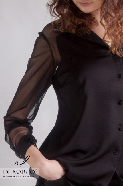 Elegancka bluzka na dyplomatyczne spotkania Lidia, Wytworne koszule od sławnej projektantki mody