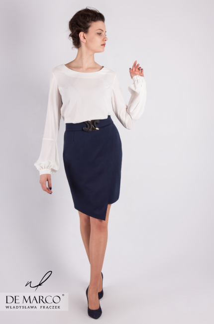 Navy skirt for important meetings Dionizja, De Marco - tailor - made sewing for a designer from Frydrychowice