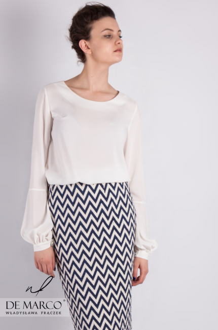 Elegancka bluzka z długim rękawem od projektantki mody Marisol, Biznesowa odzież wizytowa