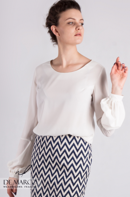 Unikatowa bluzka do biura Marisol, De Marco - Polski producent biznesowej odzieży damskiej szytej na miarę